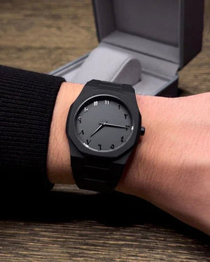 Stainless Steel Black Arabic Aura Watch - Emirates Drop