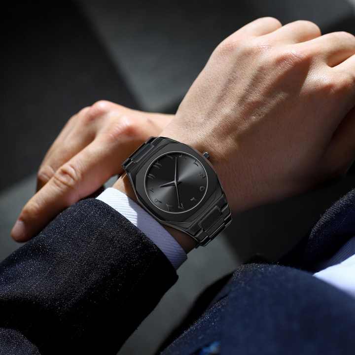 Stainless Steel Black Arabic Aura Watch - Emirates Drop